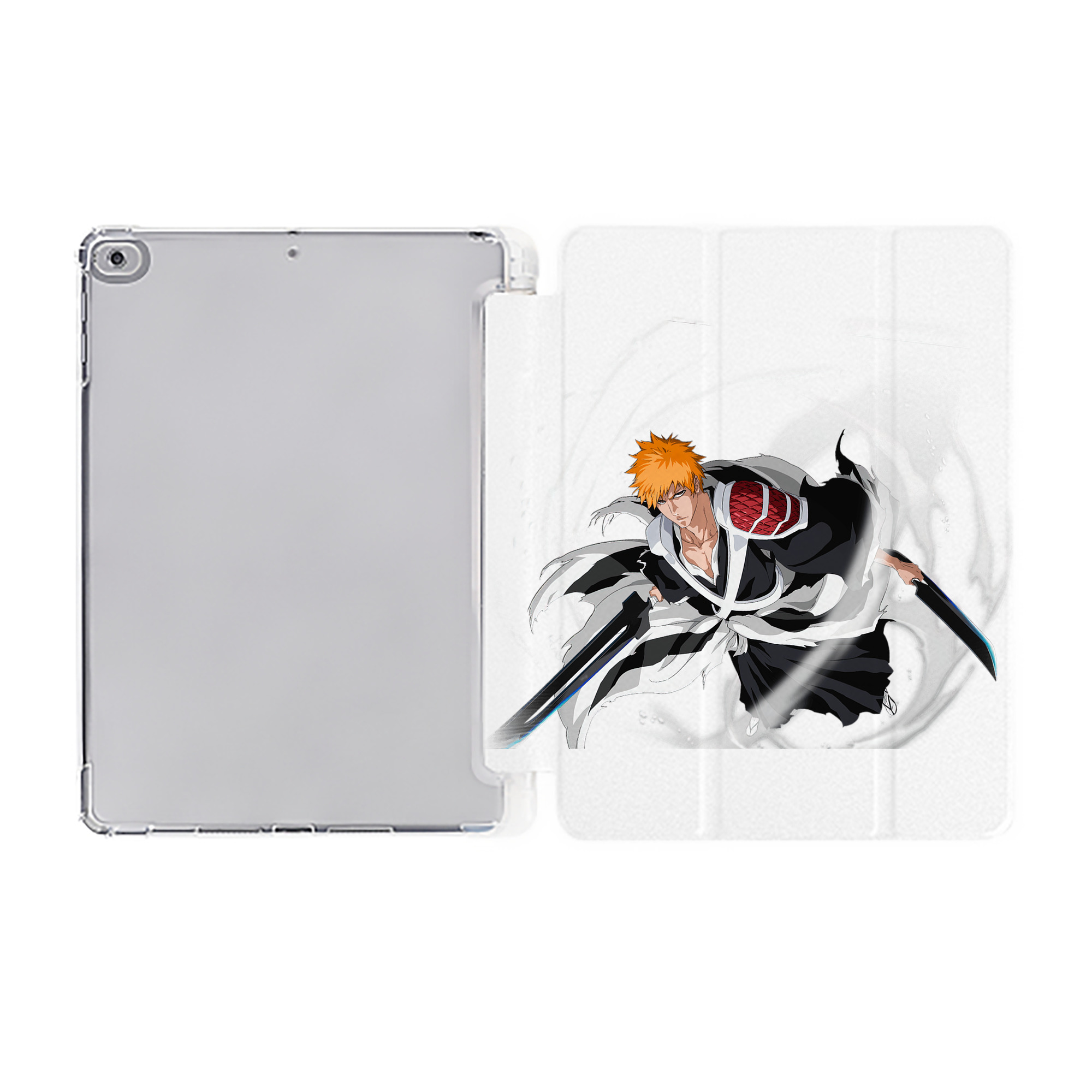（画像用） ブリーチ 黒崎一護（くろさき いちご）BLEACH Kurosaki Ichigo IPad ケース ペン収納付き 三つ折りスタンド PUレザー×シリコン 対応機種9.5/10.5/10.9インチ